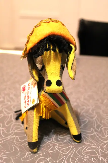 R Dakin Dream Pets Pancho 7" Donkey Sombrero Stuffed Toy NOS 1962 Tags kitsch