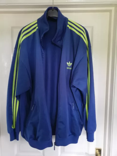 Mens Vintage Adidas Jacket Bright Green Trim D7  Size Medium