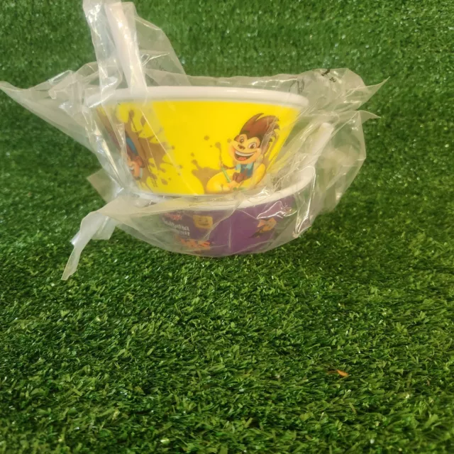 Sip-a-Bowl Kellogs Promotional 2013 Coco Pops Saltana Bran Yellow Purple Cereal