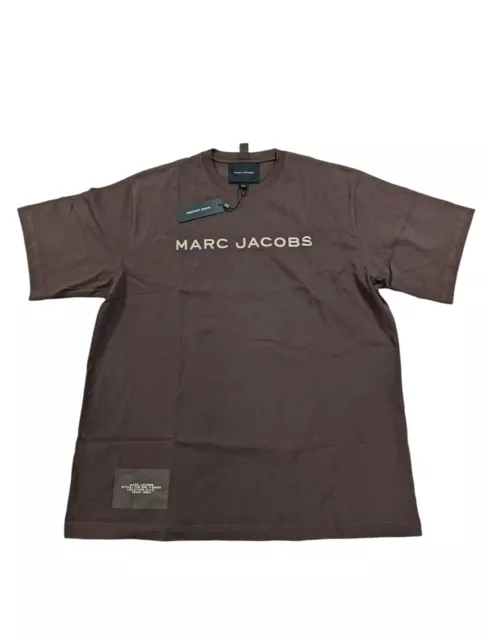 MARC JACOBS Oversize Big Cotton Tee Letter Tshirt Choc Brown OS NEW RRP 120