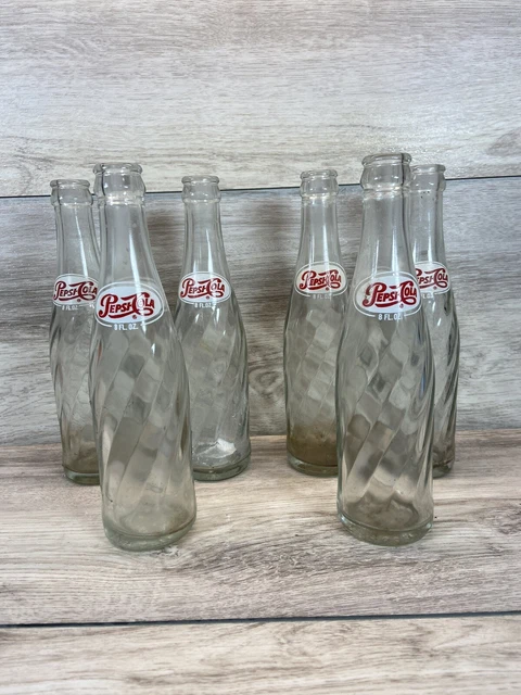 Vintage Pepsi-Cola Glass Bottle Swirl 8oz Authentic Used Soda Pop Lot (6) 🔥
