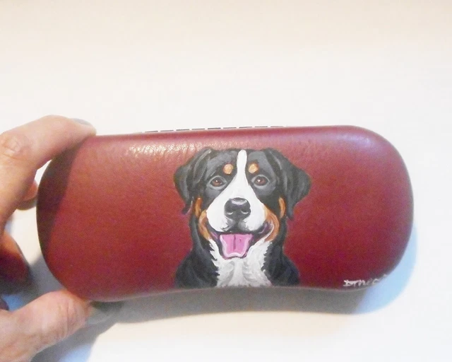 Greater Swiss Mountain dog Eyeglass Glasses Spectacles Hard Case Hand Painted