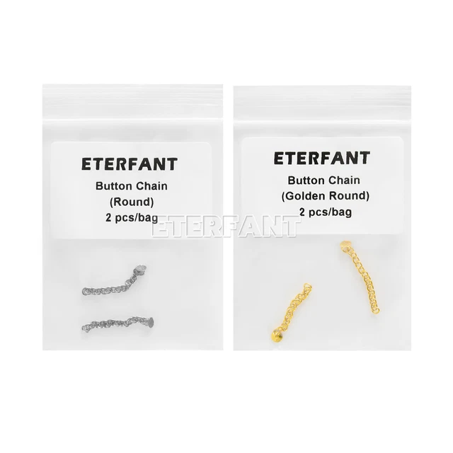 ETERFANT Dental Ortho Lingual Button Chain Mesh Round Base Silver/Gold 2pcs/pack