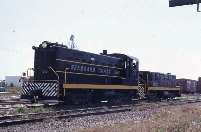 SCL SEABOARD COAST LINE Railroad Train Locomotive 73 TAMPA FL 1972 Photo Slide