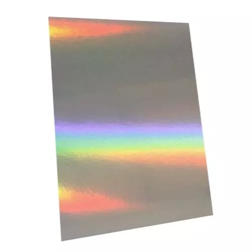 10 Sheets - Silver Rainbow Holographic A4 Crafting Card