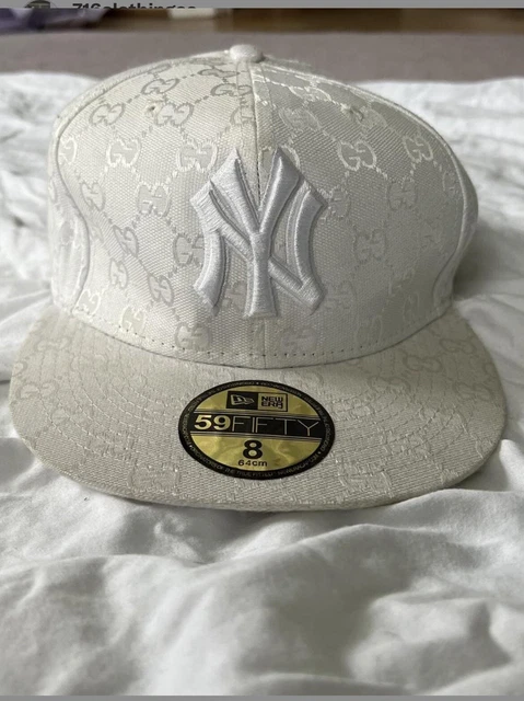 Rare Vintage New Era 59 Fifty NY Yankees Gucci Monogram Fitted Cap SZ 8 Y2K