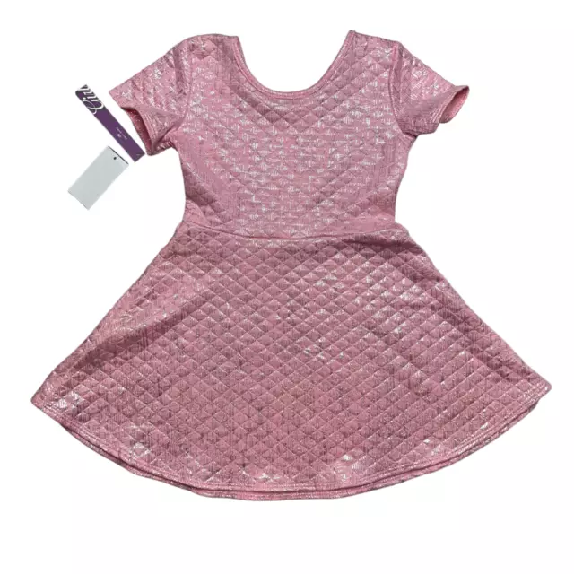 Aqua Girls Quilted Metallic Dress Baby Pink Shimmer Stripe Size 6x NWT 3
