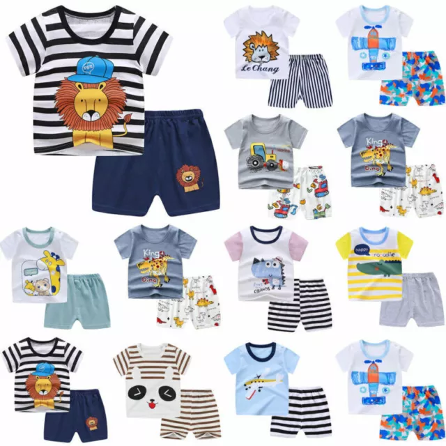 Kinder Baby Jungen Mädchen Kurzarm Top + Shorts Outfit Set Sommer Kleidung PJ'S