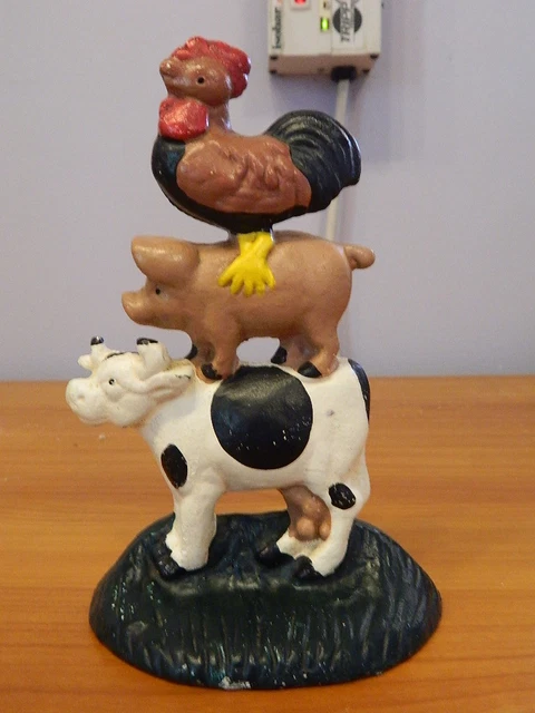 Cast Iron Door Stop Cow Pig Chicken / Rooster Farm Country Decor