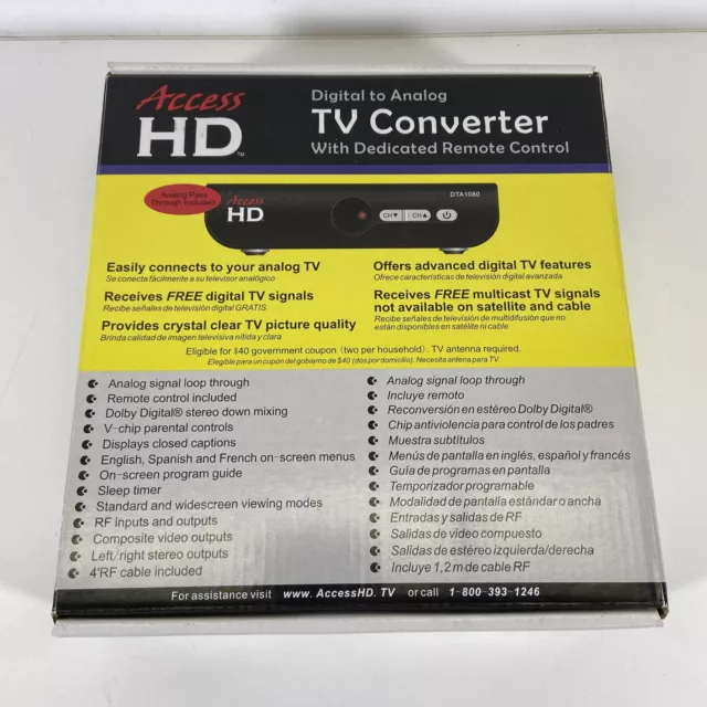 Digital to Analog TV Converter w/ Remote Control Access HD Brand New Free Ship