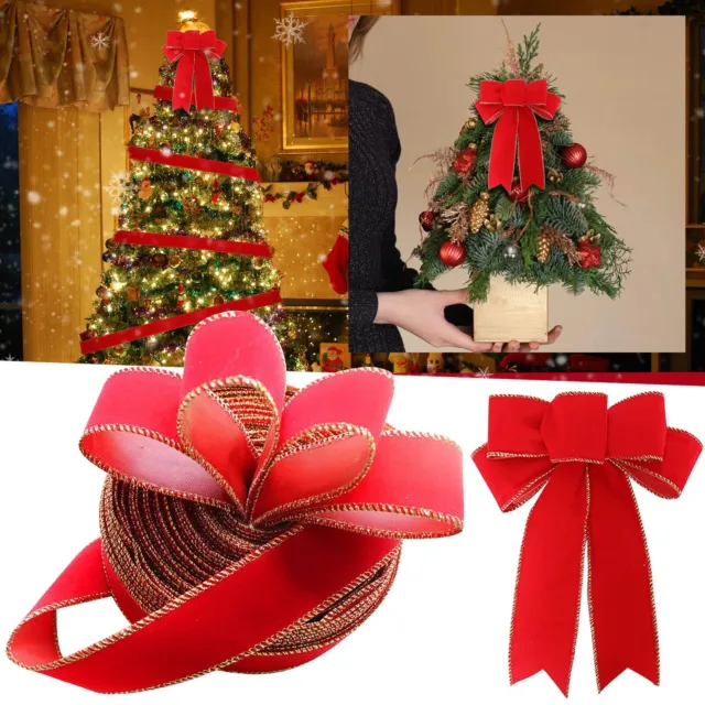 Nastro Natale 2 m rosso Natale bordo oro flanella decorazione Natale fantastico