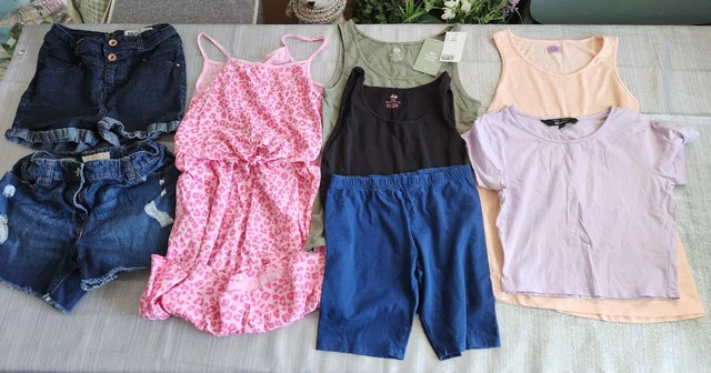 Pacchetto vestiti ragazze 12-13 anni 8 articoli pantaloncini estivi, gilet s inc H&M nuovo con etichette 12-14