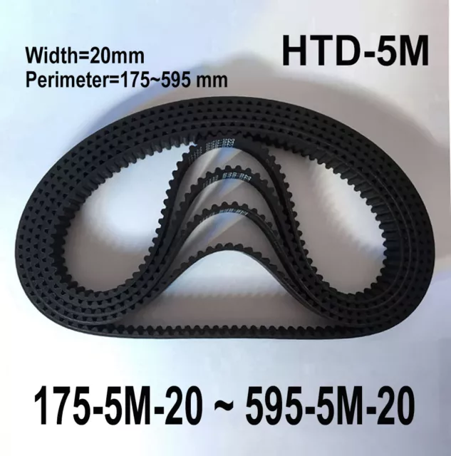 HTD-5M Width 20 mm Timing Belts Perimeter=175mm ~ 595mm Closed Loop Synchronous