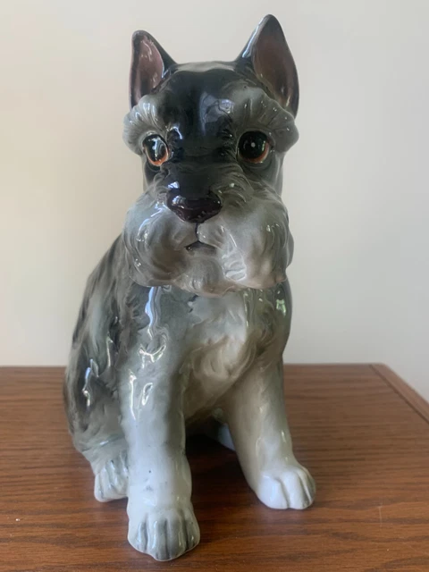 Vintage Schnauzer Terrier Dog Planter/Vase/Figurine Relpo #1895 Japan