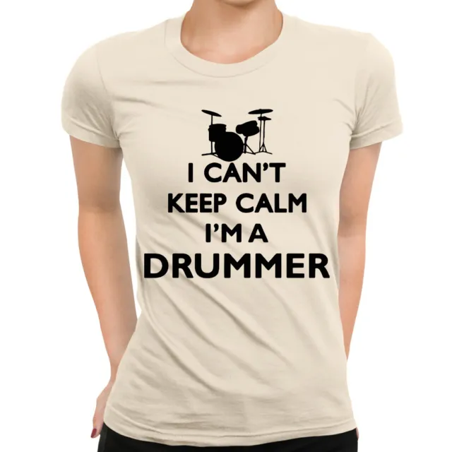 T-shirt donna Drummer Keep Calm divertente | serigrafia - top donna