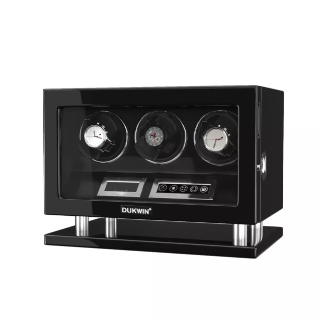 Smart Fingerprint Automatic Watch Winder For 3 Watches With LCD Remote Control