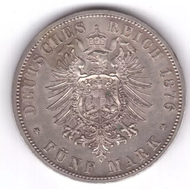 Preußen: 5 Mark 1876 B in f. STGL !!! seltene Erhaltung !!!