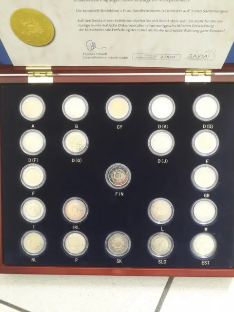 " 10 Jahre Euro " 2 Euro-Sonderedition 2012  24 Karat vergoldet -21 Stück