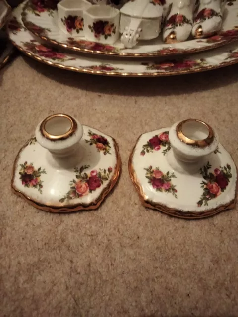 Royal Albert Country Roses Candle Holder Pair