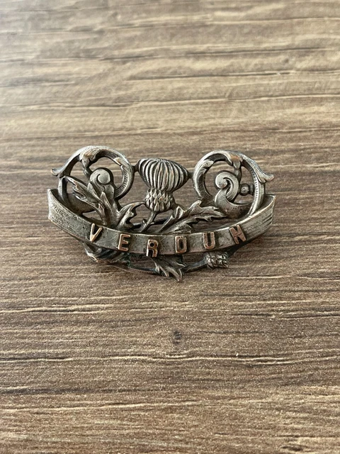 Broche Ancienne Art Nouveau - Fleurs Avec Strass - Métal Argenté - Occasion Vintage