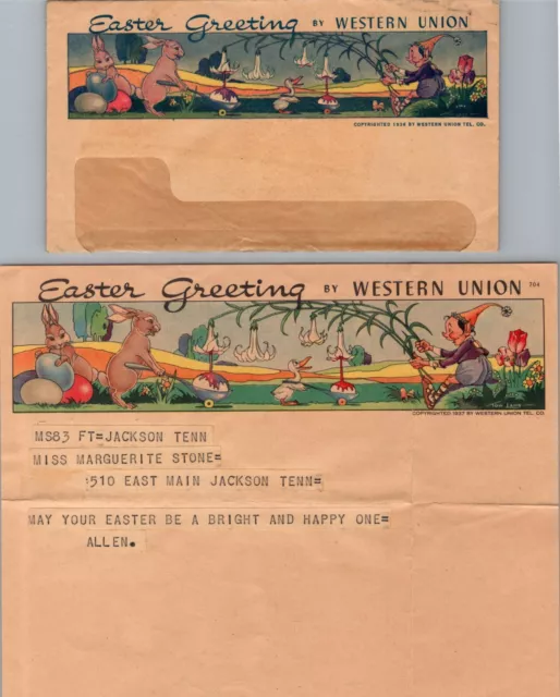 Easter Greeting By Western Union - Easter Greeting  telegram 1930s