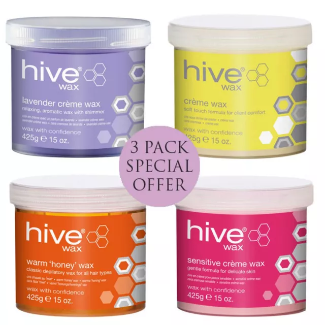 THE HIVE WAX WAXING POTS 425g  warm honey, creme, pink, tea tree, lavender