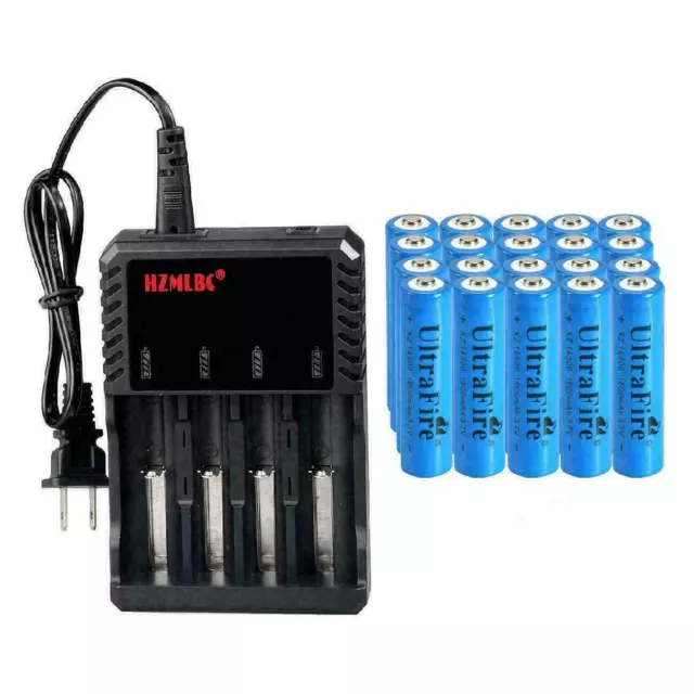 UltraFire 14500 Battery 1800mAh Li-ion 3.7V ICR Rechargeable Cell Charger Lot