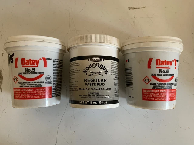 Oatley No5 And Nokorode Regular Paste Flux 16oz Nos New Lot Of 3