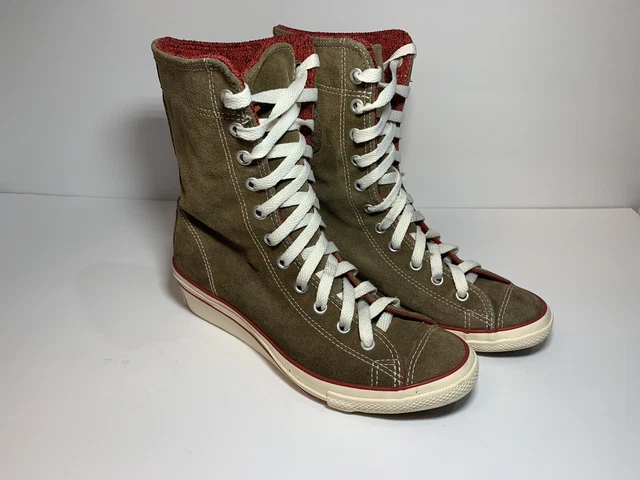 Converse Women CT Hi-Ness XHI Brown Red Boots Sneaker Wedge Heel Size 6