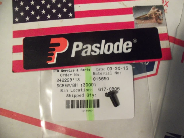 "GENUINE" Paslode Part # 015660  SCREW/BH (3000)