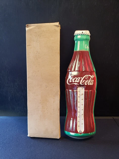 NOS Vintage 1950's 60's Coca Cola Advertising 16" Thermometer Metal Coke Sign
