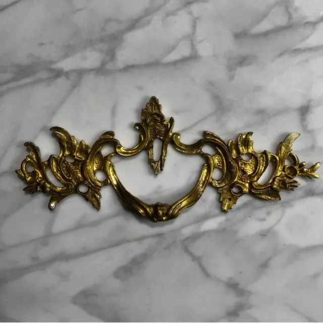 Extra Large Antique French Italian Rococo Brass Drawer Door Pull Handle