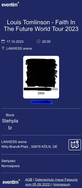 1-2 Tickets LOUIS TOMLINSON - 17.10.2023 - Stehplatz Innenraum - Köln