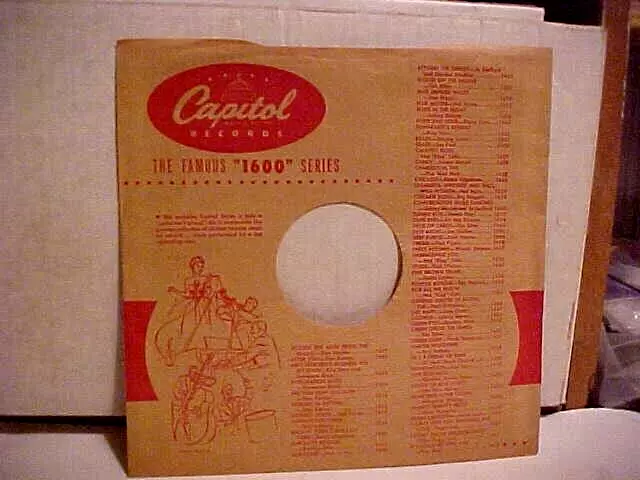 "Capitol" Records Company Vintage Original Sleeve Only No Record 10" 78 Rpm Usa