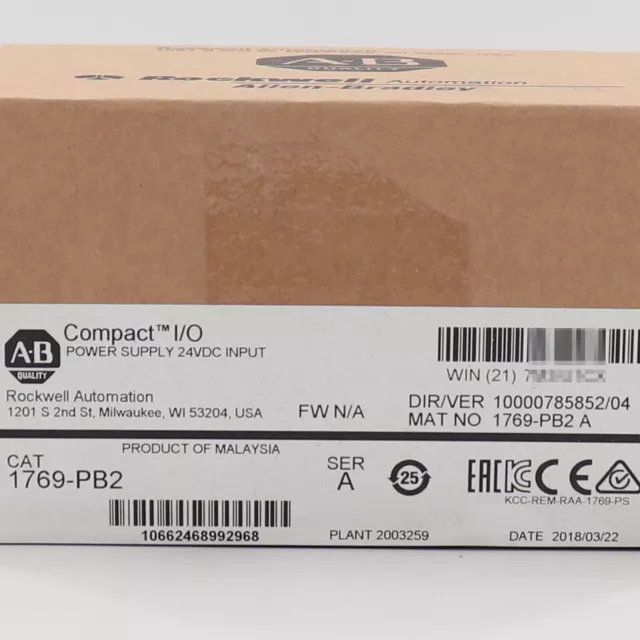 Allen-Bradley 1769-PB2 CompactLogix DC 2A/0.8A Power Supply New Factory Sealed