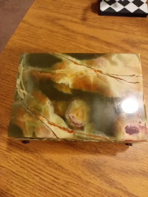 Vintage Italian Onyx Marble Jewelry Box