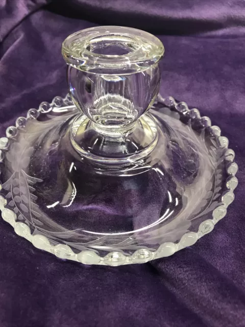 Imperial Candlewick Etched FLOWER  Candleholder  3” GORGEOUS