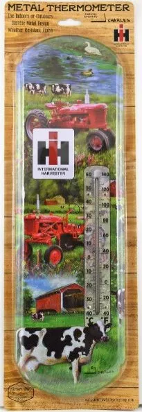 International Harvester - Farmall with cows" Metal Thermometer Cub H Model New