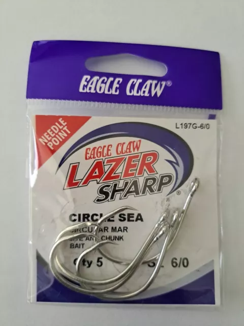 Eagle Claw L702GH-4 Lazer Sharp Circle Sea Hook Size 4 Needle