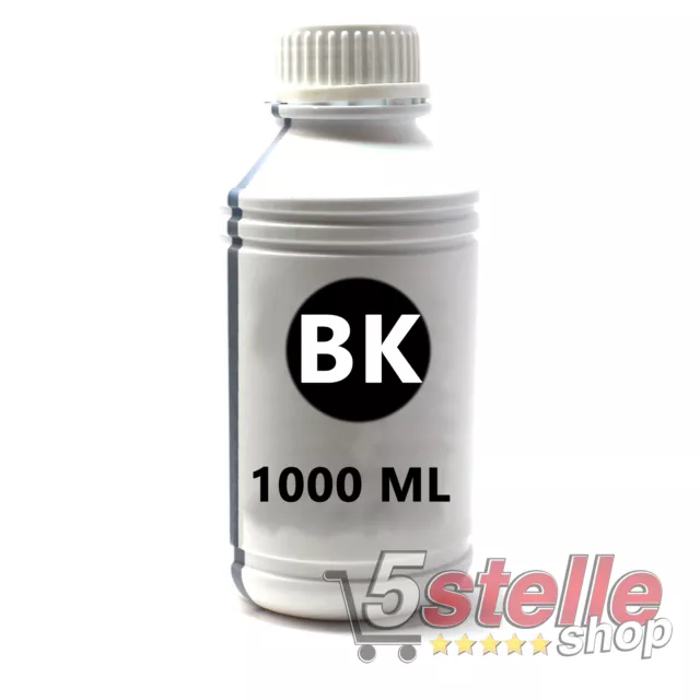 Ricarica Inchiostro Nero 1 Litro Per Cartucce Hp Epson Canon Brother Lexmark
