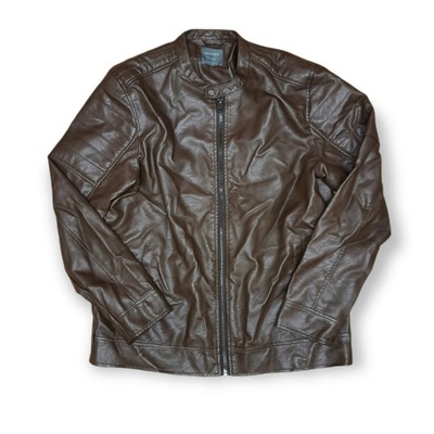 PRIMARK MENS BROWN Faux Leather Zip 