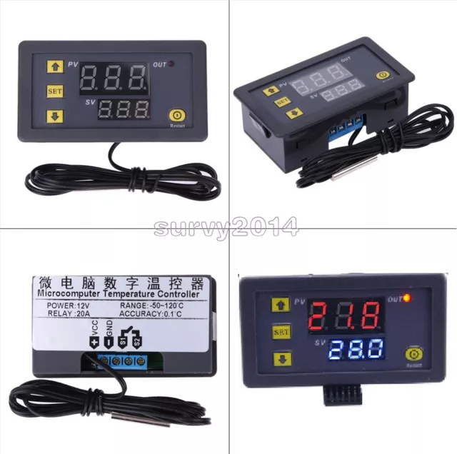 DC 12V 20A LCD Digital Thermostat Temperature Controller Meter Regulator W3230