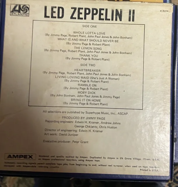 LED ZEPPELIN LED Zeppelin II 4 Track HARD ROCK Reel To Reel Tape