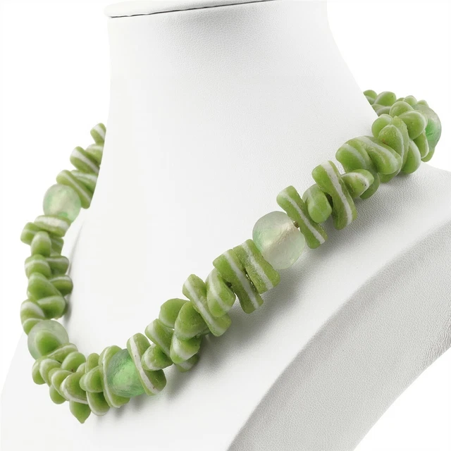 Recycled glass beads handmade necklace choker Krobo Ghana African Boho jewelry