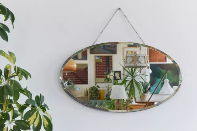 Vintage Frameless Oval Bevelled Mirror