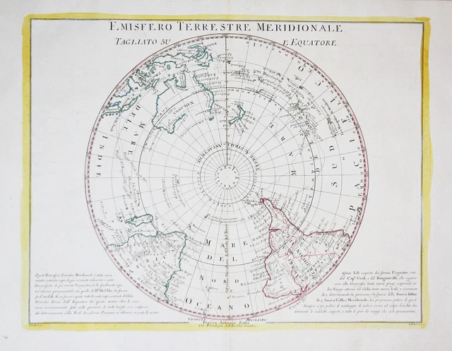 Antártida Hemisferio South Australia New Zealand World Mapa Zatta Del Mundo 1779
