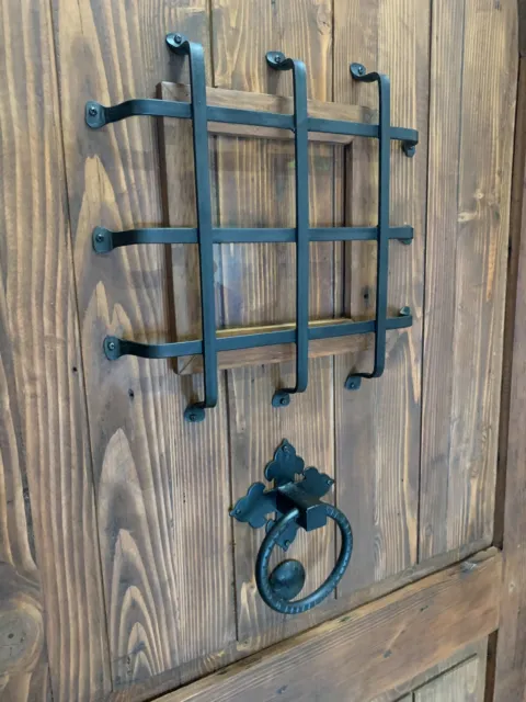 Rustic reclaimed lumber square door solid wood story book castle winery hardware 4