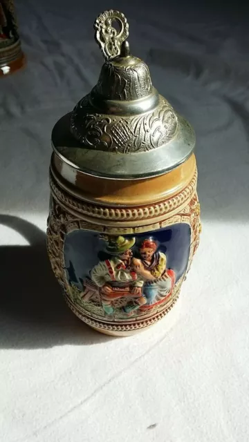 GERZ Sammel Keramik Bierkrug klein mit Zinndeckel W. Germany Nr.: 11