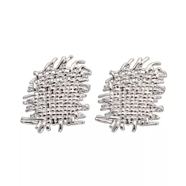 Retro Gold Silver Metal Geometry Irregular Woven Texture Stud Earrings for Women