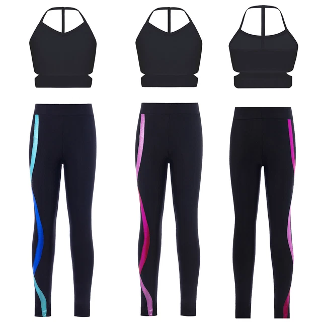 Set canottiere colture bambine con pantaloni balletto danza abbigliamento da ballo allenamento atletico